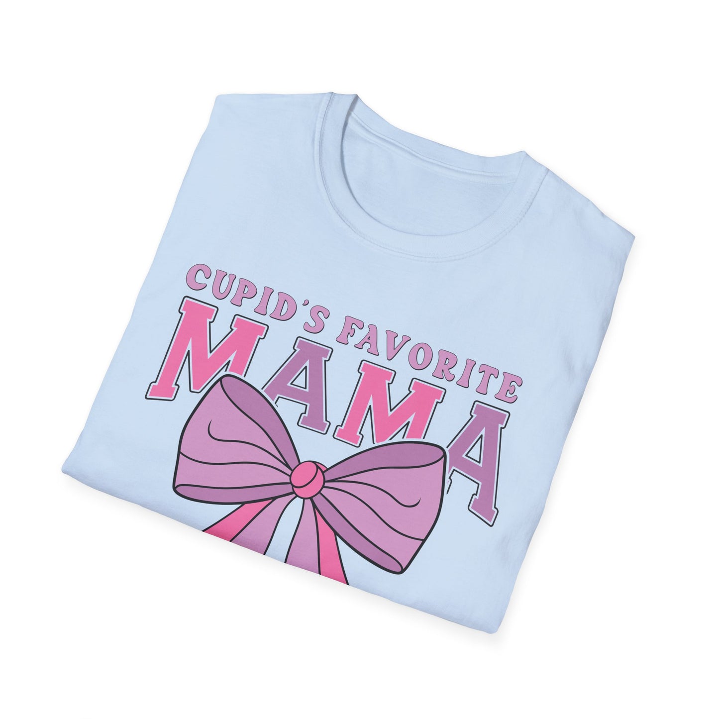 Cupid's Favorite Mama T-Shirt | Unique Valentine's & Mother's Day Gift for Her | Cute Pink Bow Graphic Tee