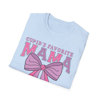 Cupid's Favorite Mama T-Shirt | Unique Valentine's & Mother's Day Gift for Her | Cute Pink Bow Graphic Tee