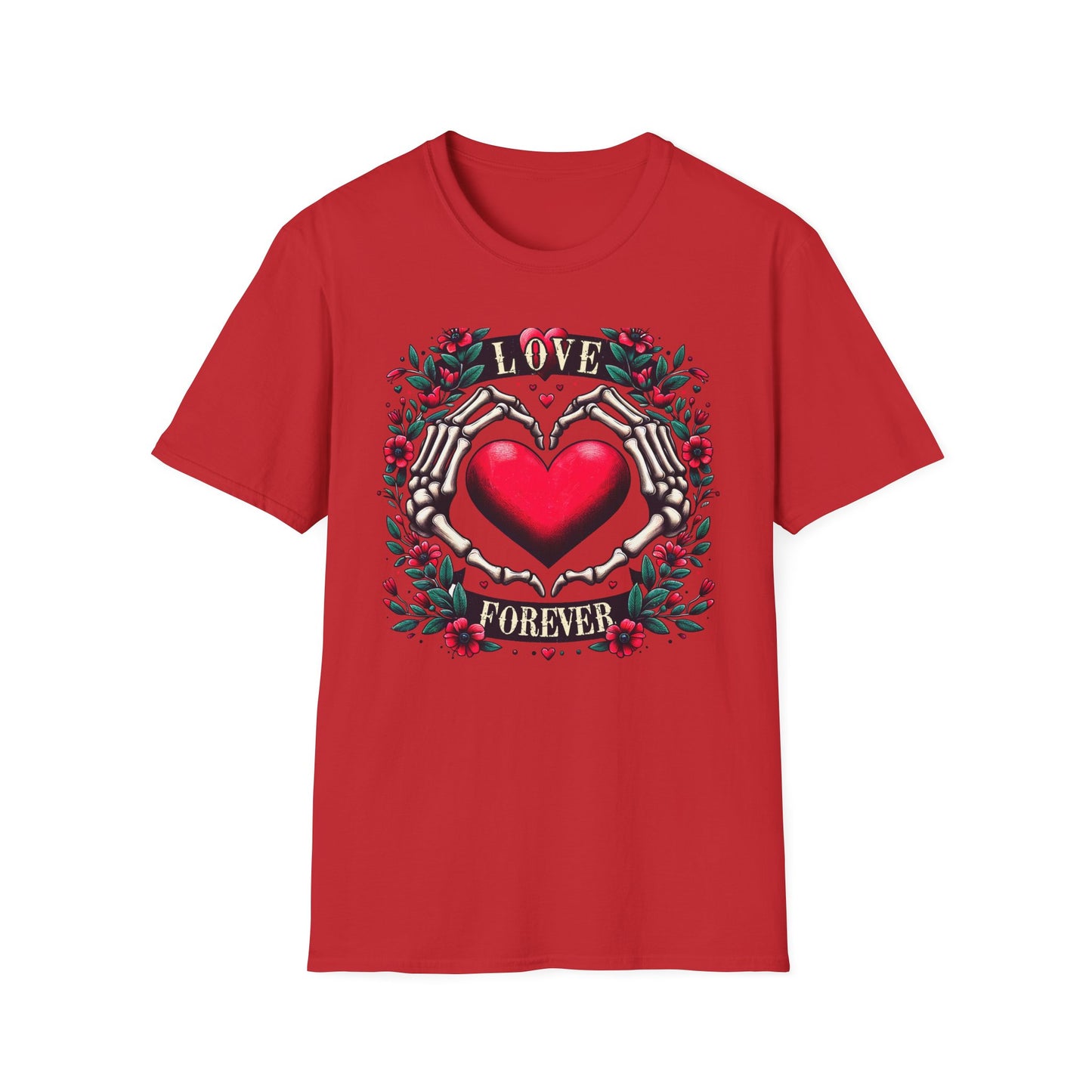 Stunning Love Forever Skeleton Hands Heart T-Shirt | Gothic Romance Till Death Do Us Part Tee | Unique Couple's Gift