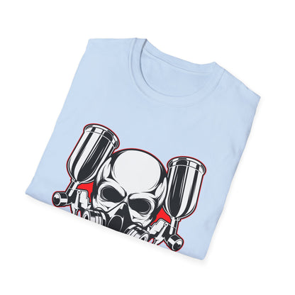 Bold Skull Gas Mask Spray Paint T-Shirt | Ultimate Airbrush Artist & Car Mechanic Gear Tee