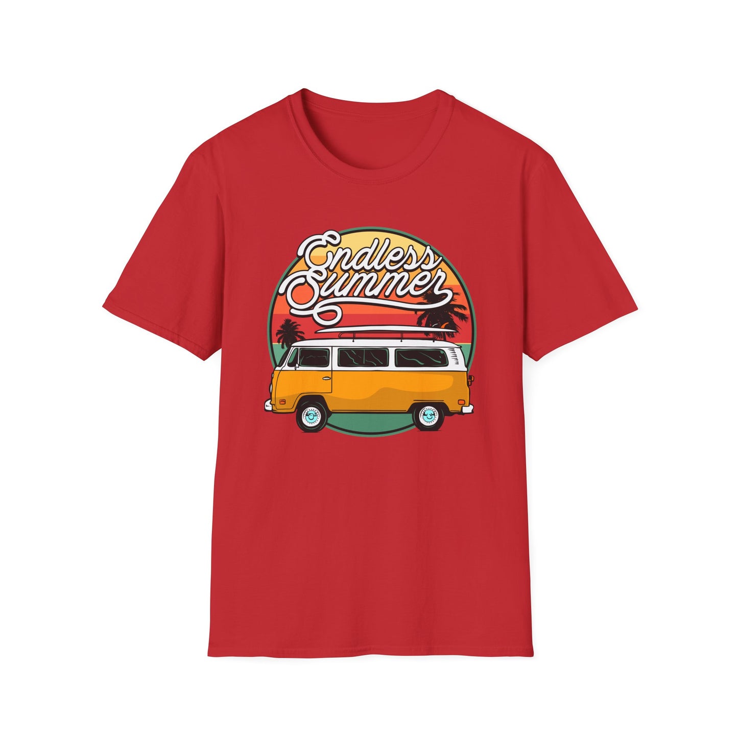 Iconic Endless Summer VW Bus T-Shirt | Vintage Surf Van & Sunset Palm Trees Tee | Perfect Beach Trip Gift