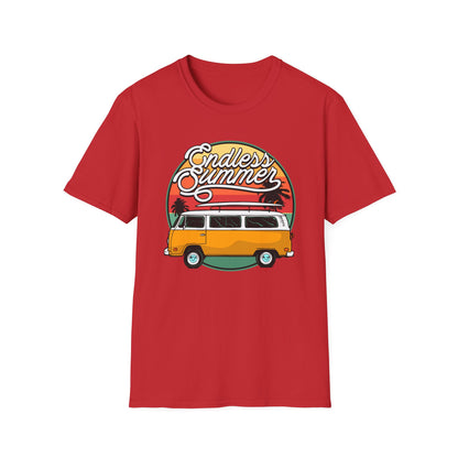 Iconic Endless Summer VW Bus T-Shirt | Vintage Surf Van & Sunset Palm Trees Tee | Perfect Beach Trip Gift