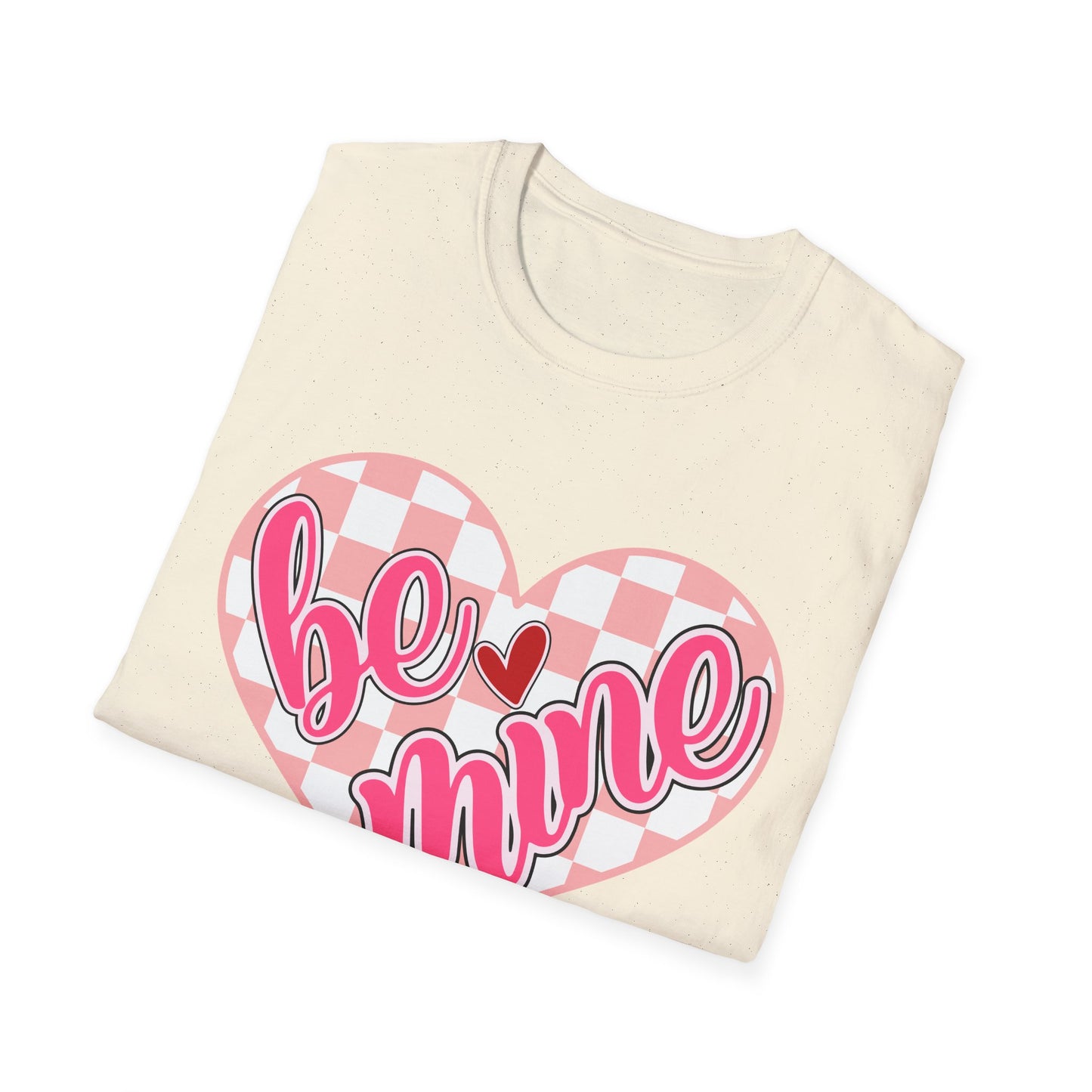 Trendy 'Be Mine' Valentine's T-Shirt | Cute Pink Checkerboard Heart Tee | Retro Y2K Love Gift for Her