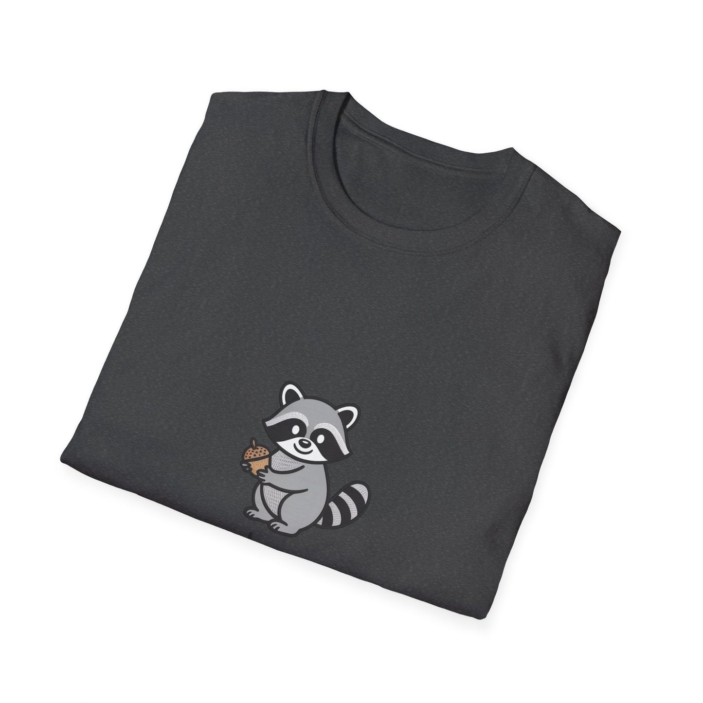 Adorable Raccoon Snack Energy T-Shirt | Cute Acorn Lover Tee | Irresistible Comfy Animal Graphic Shirt for Daily Boost