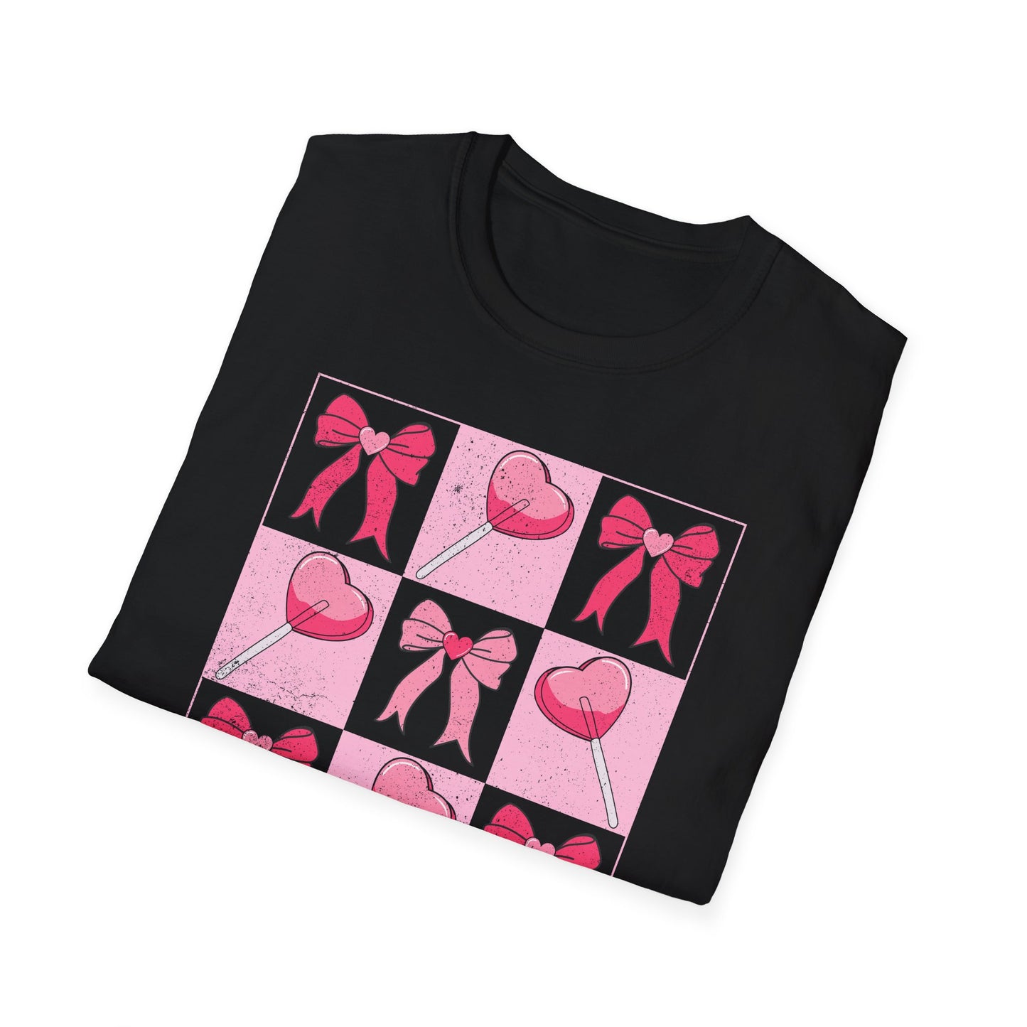 Distressed Pink Bows & Heart Lollipops T-Shirt | Sweet Grunge Love Core Aesthetic Tee for Women & Teens