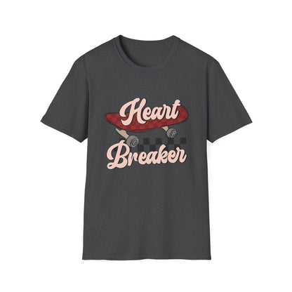 Awesome Heart Breaker Skateboard T-Shirt | Retro Vintage Skater Style Tee | Unique Grunge Graphic Top for Teens & Youth