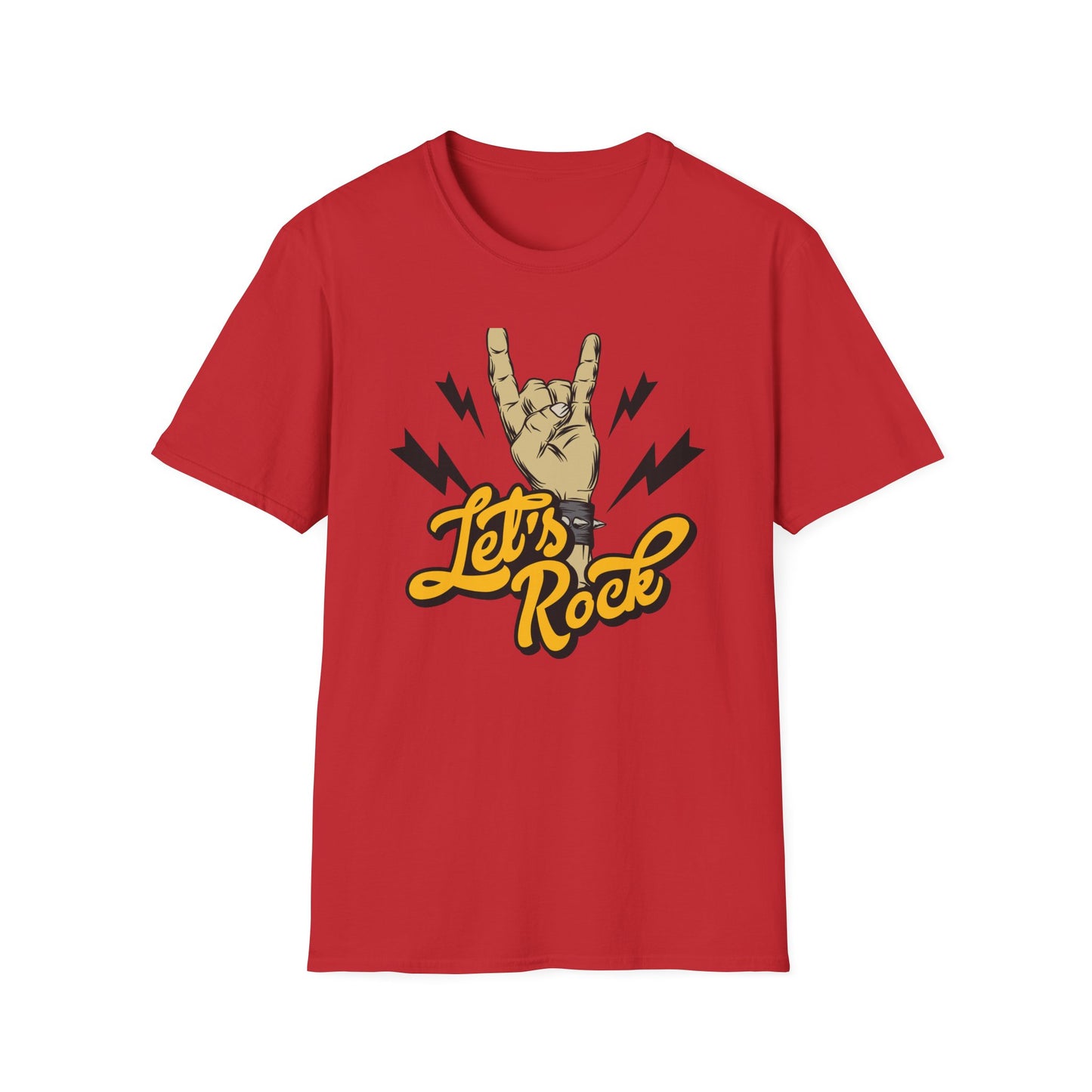 Epic Let's Rock On T-Shirt - Electrifying Rock N Roll Hand Sign Tee for Music Lovers & Concerts | Dynamic Spiked Wristband Design