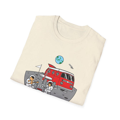 Epic Moon Camping T-Shirt: Astronauts, Space Van & Music Adventure Tee | Unique Cosmic Lover Gift