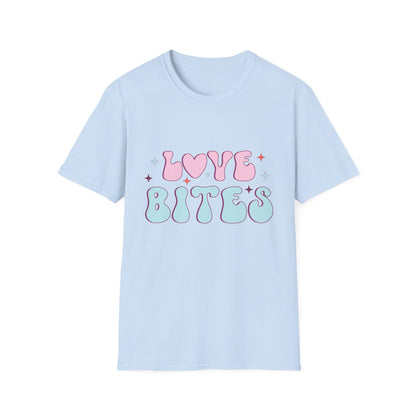 Trendy Love Bites T-Shirt | Groovy Retro Y2K Pink Blue Hearts & Stars Valentine's Day Tee | Adorable Aesthetic Top