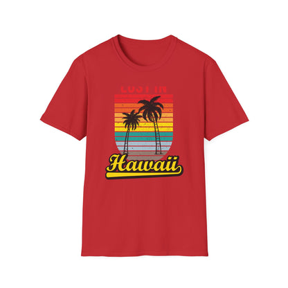 Lost In Hawaii T-Shirt | Retro Sunset Palm Trees Beach Vacation Tee | Trendy Island Life Souvenir Gift Top