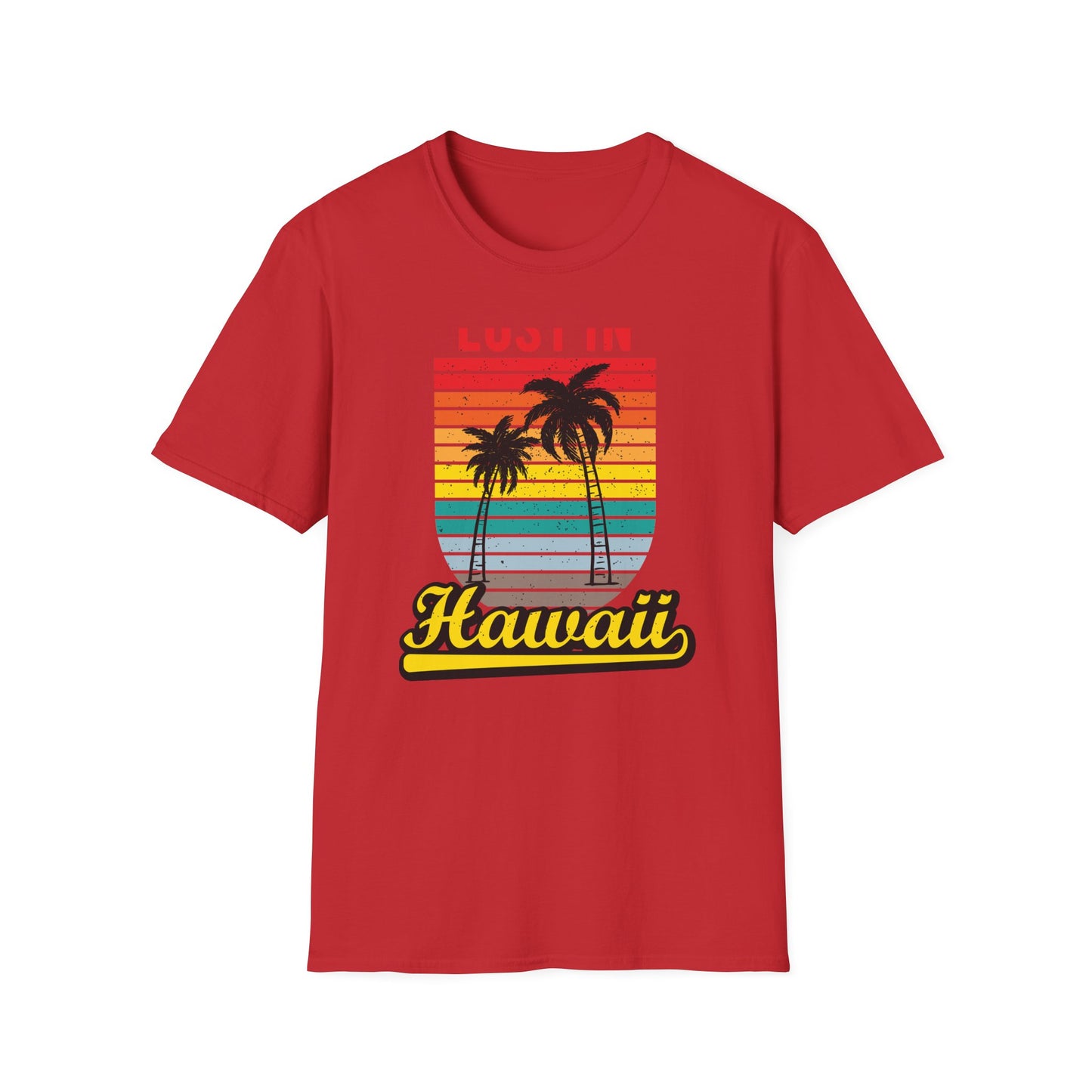 Lost In Hawaii T-Shirt | Retro Sunset Palm Trees Beach Vacation Tee | Trendy Island Life Souvenir Gift Top