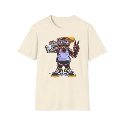 Rad Hip Hop Bear Boombox T-Shirt - Retro Street Style Graphic Tee for Music Lovers & 90s Fans