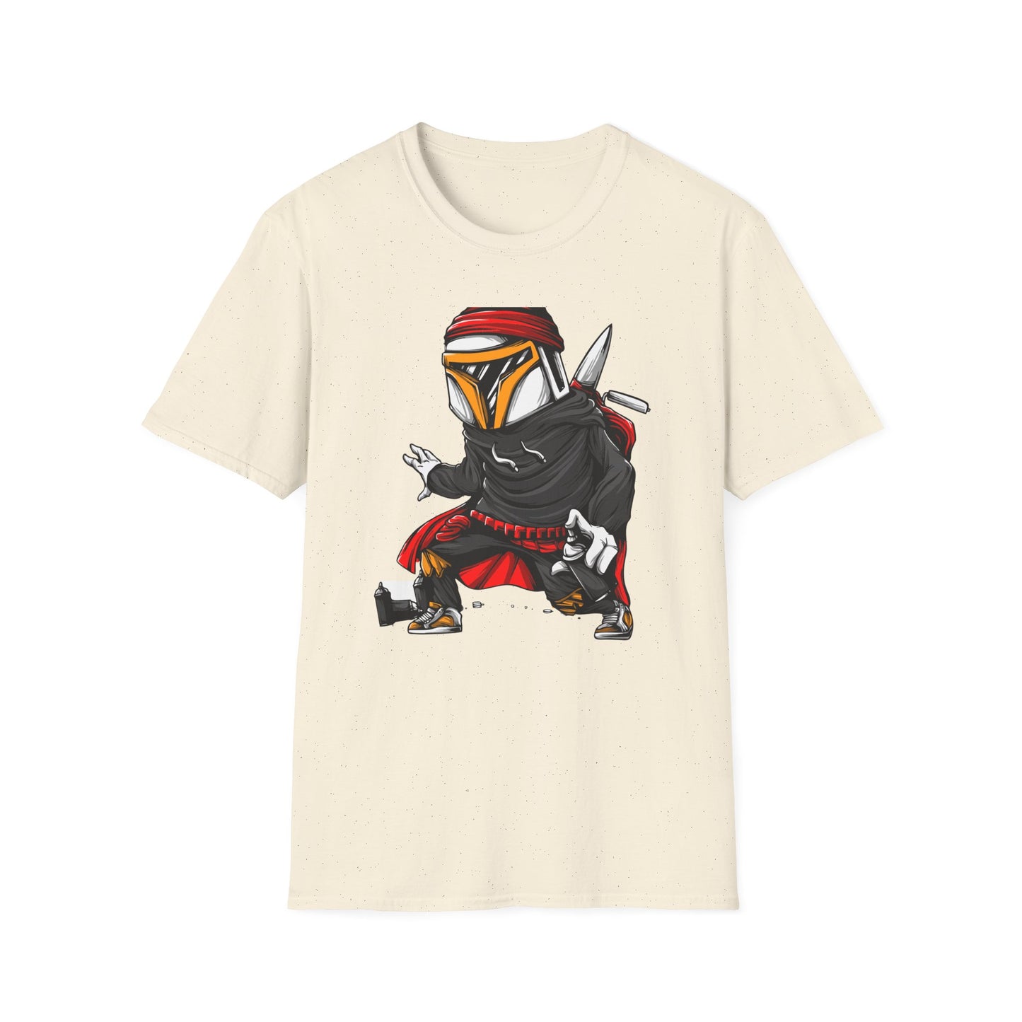 Epic Urban Mandalorian Graffiti Artist T-Shirt | Unique Sci-Fi Street Art Tee | Cool Bounty Hunter Fan Gift