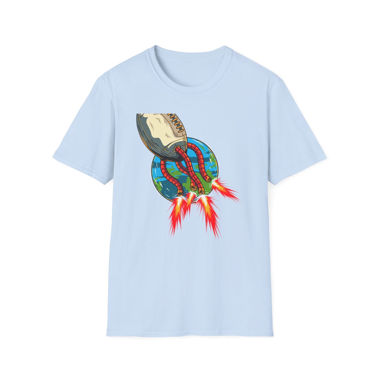 Epic Football Rocket Launch T-Shirt - Dynamic Sports & Sci-Fi Fan Apparel