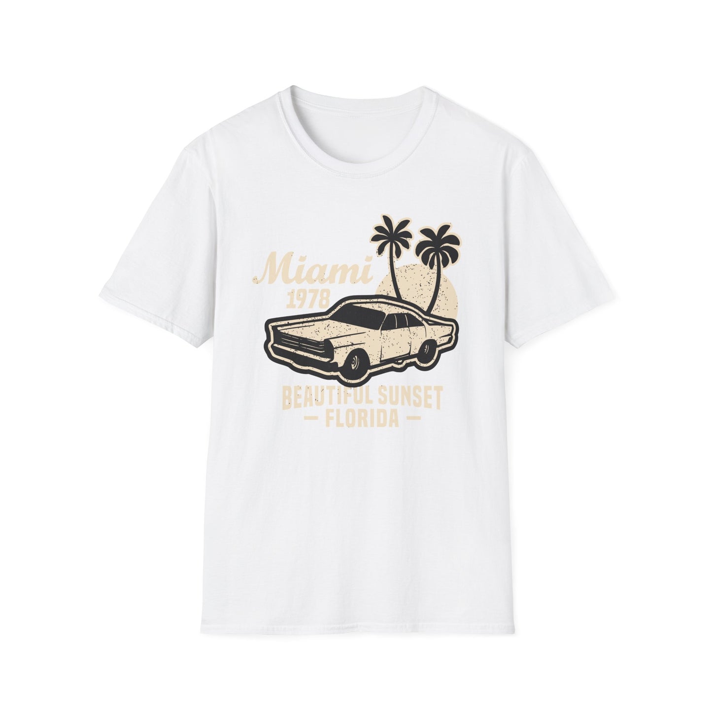Vintage Miami 1978 Classic Car T-Shirt | Retro Florida Sunset Palm Trees Tee | Iconic 70s Vacation Style