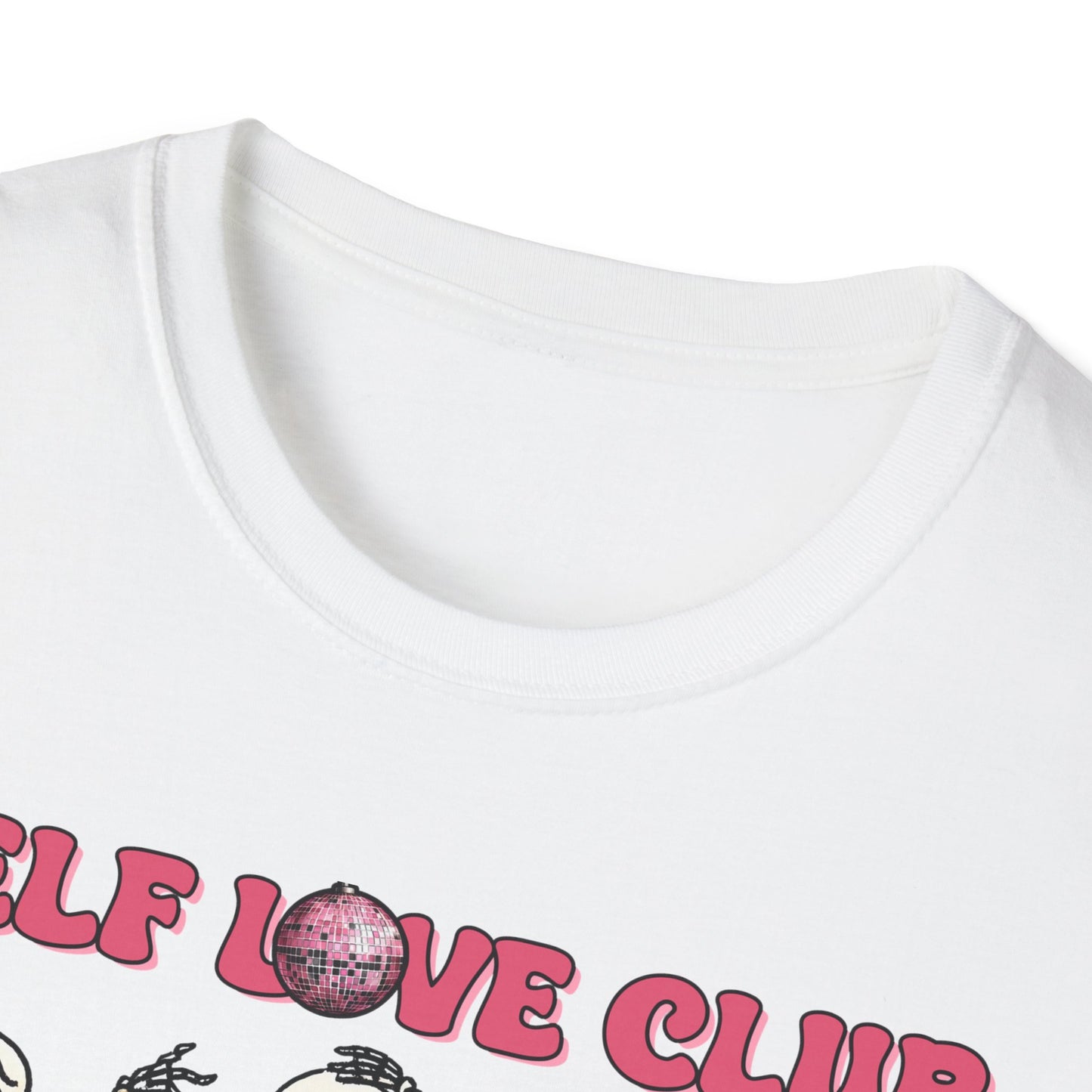 Groovy Self Love Club T-Shirt | Empowering Dancing Skeletons & Disco Ball Design | Trendy & Unique Top