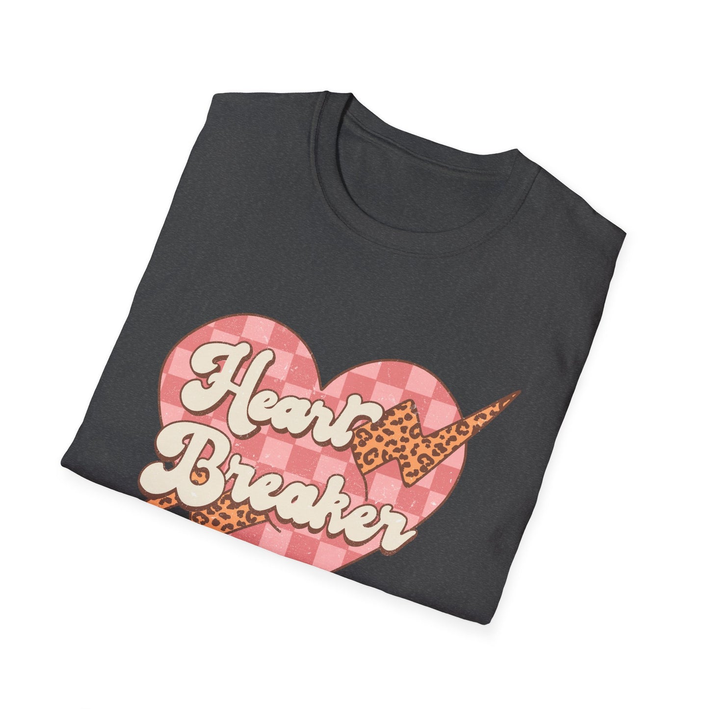 Trendy Heart Breaker T-Shirt - Sassy Leopard Print Lightning Bolt Checkered Heart Tee for Women