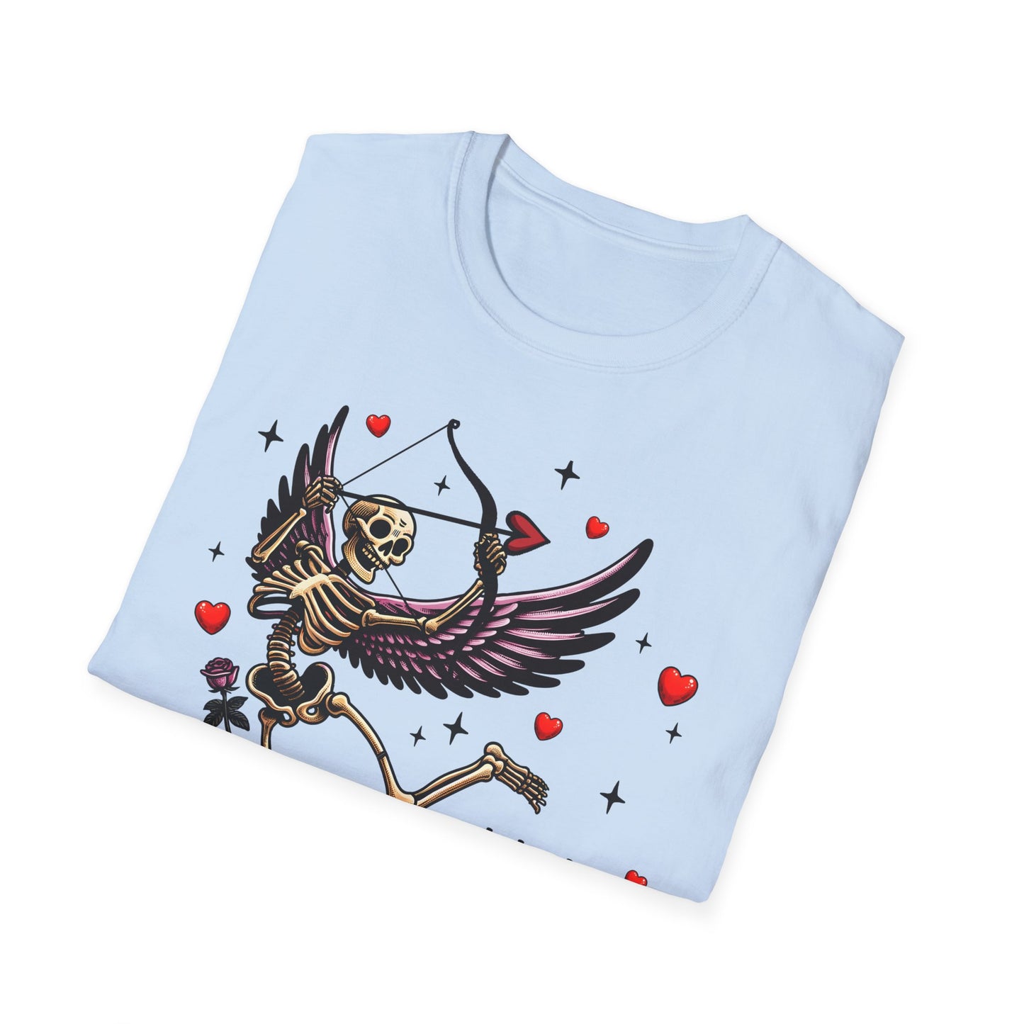 Dark Cupid Skeleton T-Shirt | Edgy Valentine's Day Love Tee | Unique Gothic Romance & Spooky Chic Gift