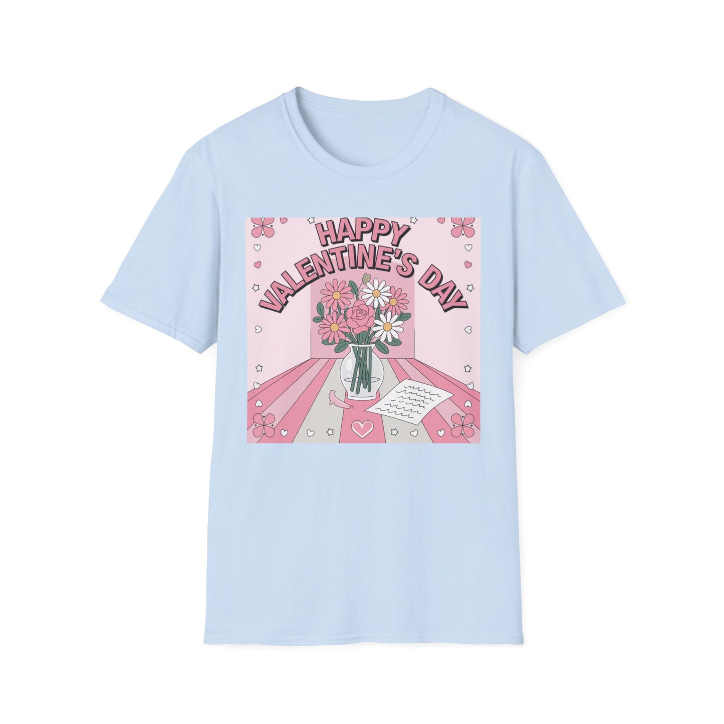 Groovy Valentine's Day Flowers T-Shirt | Charming Retro Love Bouquet Graphic Tee | Sweet Heart & Letter Gift for Her