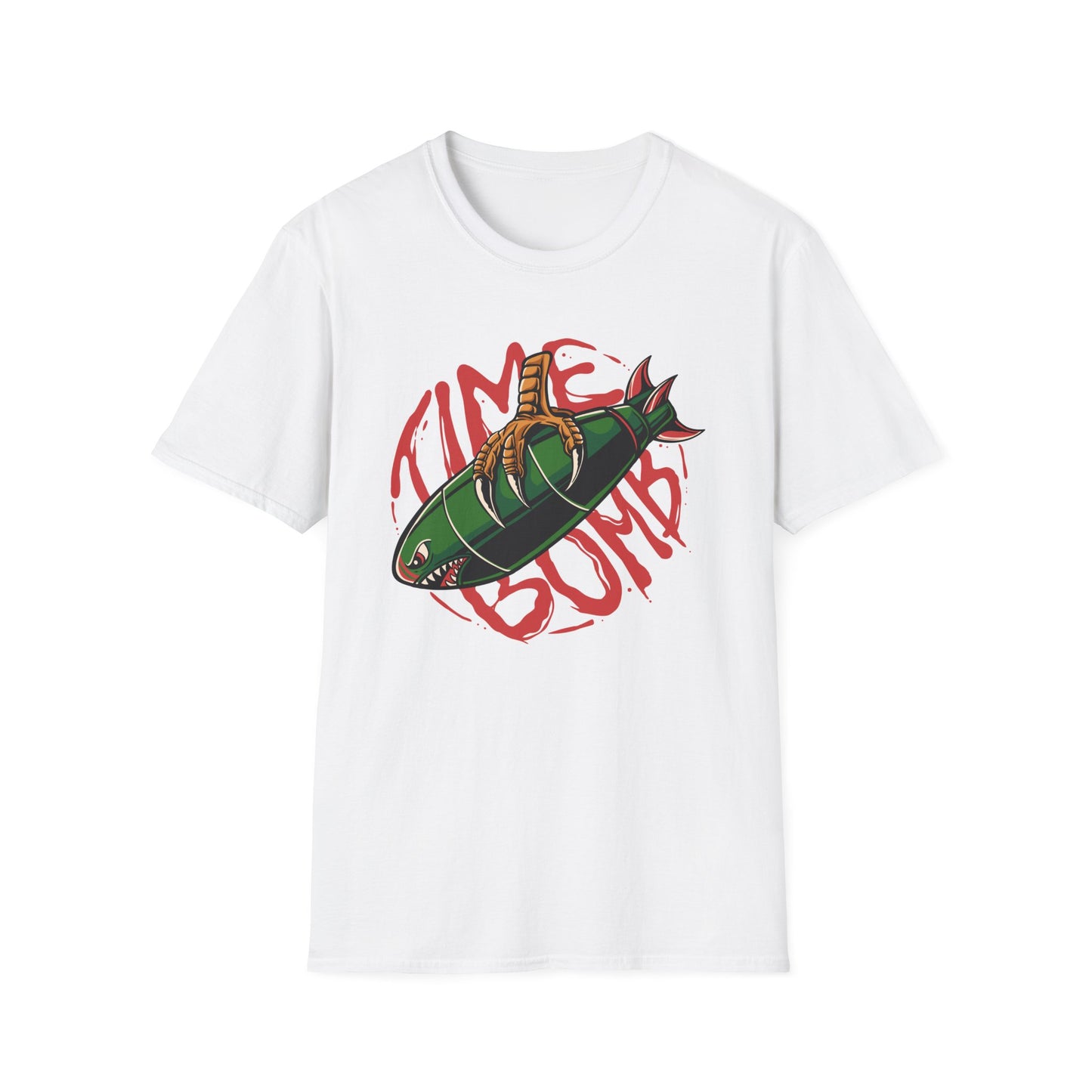 Bold Time Bomb Shark Missile T-Shirt | Edgy Tattoo Style Graphic Tee | Unleash Your Unique Statement