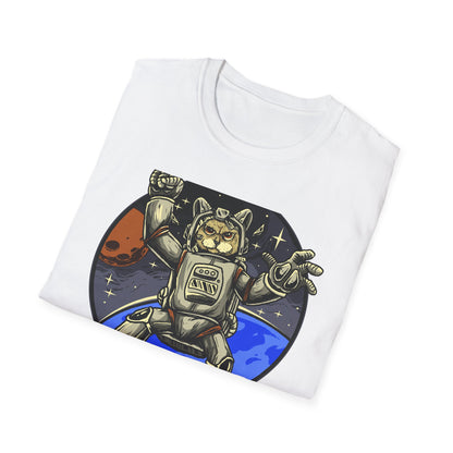 Gravity-Defying Astronaut Cat T-Shirt | Grumpy Space Kitty Tee | Unique Sci-Fi Animal Lover Gift