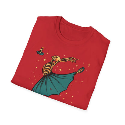 Enchanting Skeleton Ballerina T-Shirt | Mystical Dance Goth Tee | Unique Spooky Chic Apparel for Halloween & Beyond