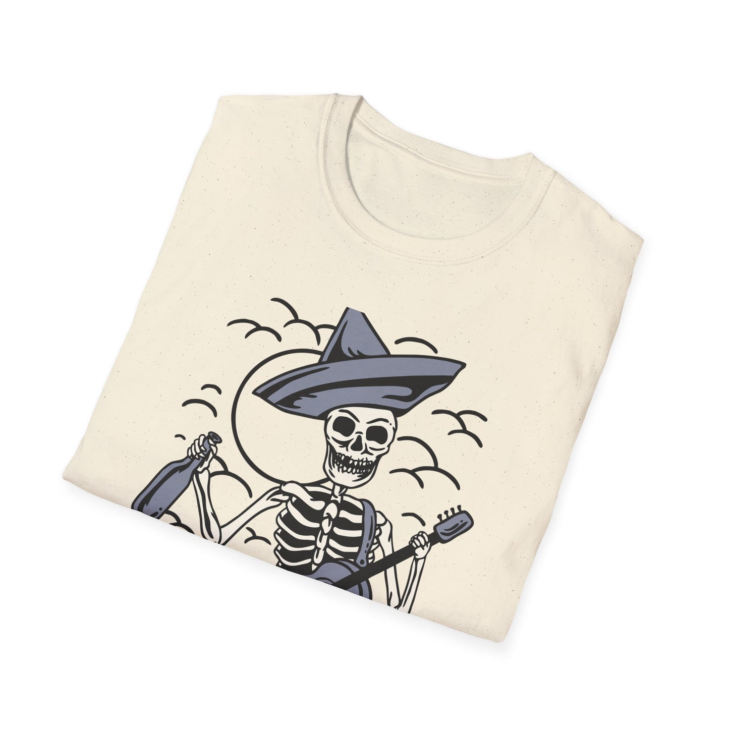 Screaming Skeleton Mariachi Band T-Shirt | Edgy Guitar & Tequila Skull Tee for Music Lovers & Day of the Dead Fans