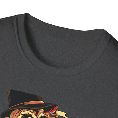 Epic Billionaire Skeleton T-Shirt: Dapper Skull, Money Stacks & Burning Dollar Cigar - Ultimate Hustle Tee