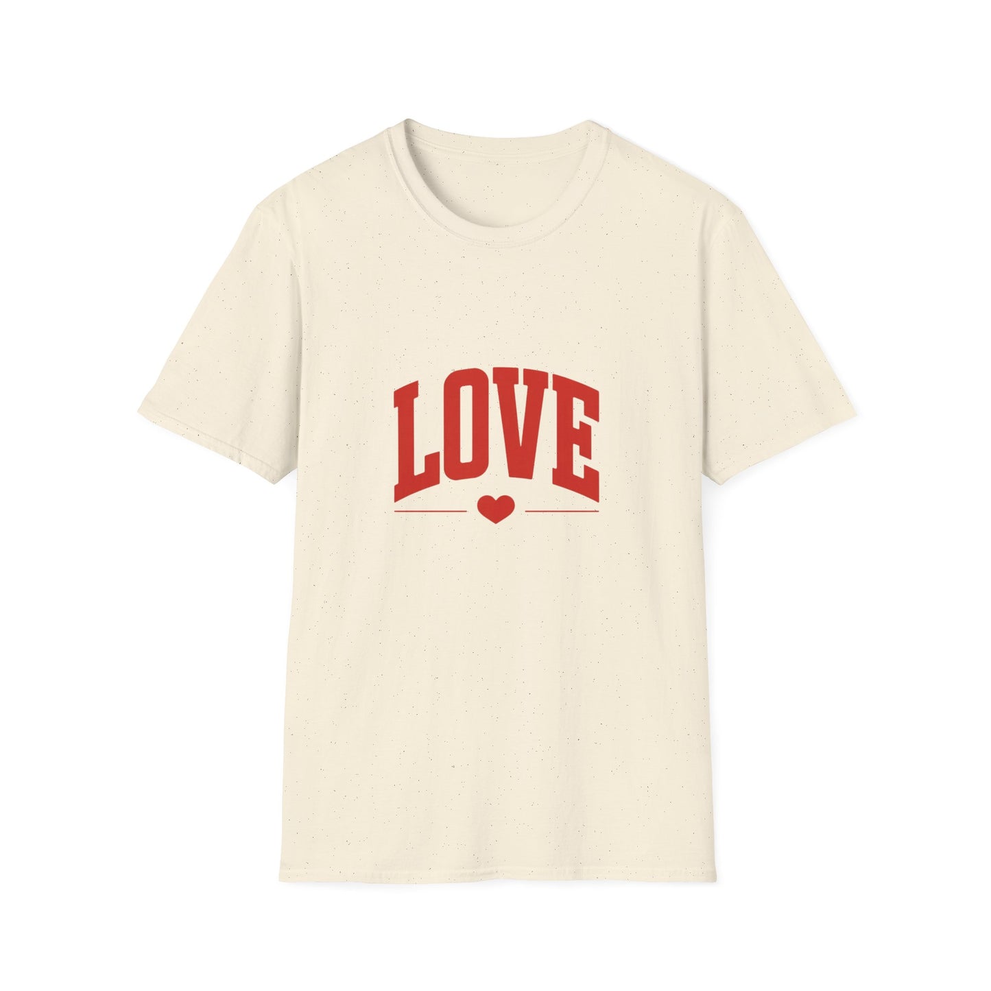Vibrant Red 'LOVE' Heart T-Shirt | Stylish Arched Graphic Tee for Expressing Affection | Trendy Love Gift for Him & Her