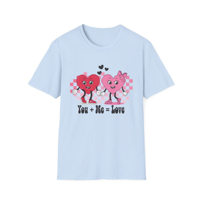 Adorable You + Me = Love Cartoon Hearts T-Shirt - Perfect Romantic Couple's Gift & Valentine's Day Tee