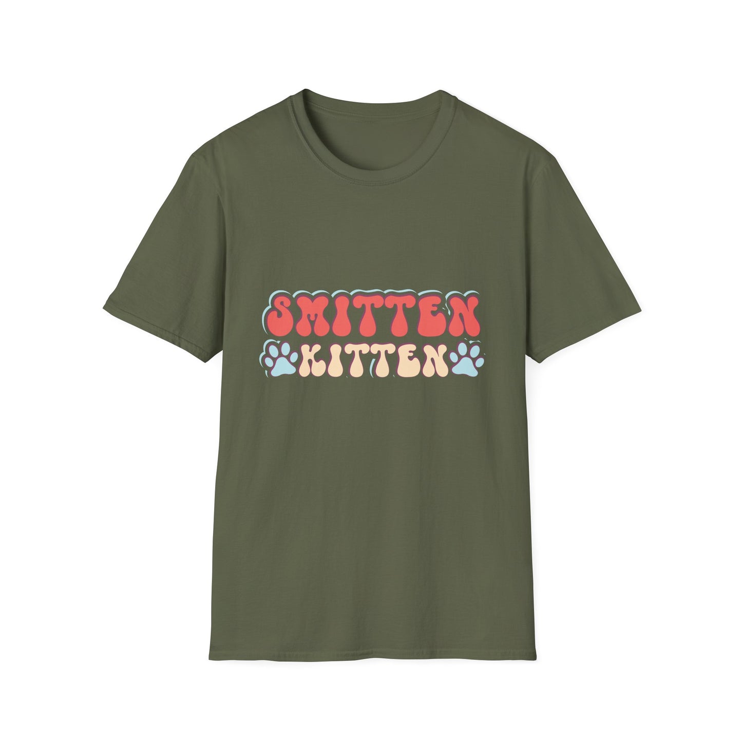 Adorable Smitten Kitten T-Shirt | Groovy Retro Paw Print Cat Lover Tee | Trendy Pet Mom Gift