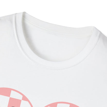 Trendy 'Be Mine' Valentine's T-Shirt | Cute Pink Checkerboard Heart Tee | Retro Y2K Love Gift for Her