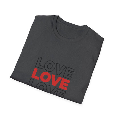 Vibrant 'LOVE LOVE LOVE' T-Shirt | Modern Red & Outline Design | Express Your Passion | Stylish Unisex Tee Gift
