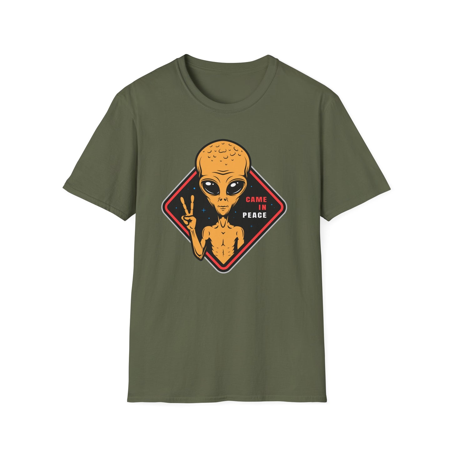 Epic Alien Came In Peace T-Shirt - Cool Sci-Fi UFO Tee with Peace Sign - Vintage Extraterrestrial Graphic Top for Fans!