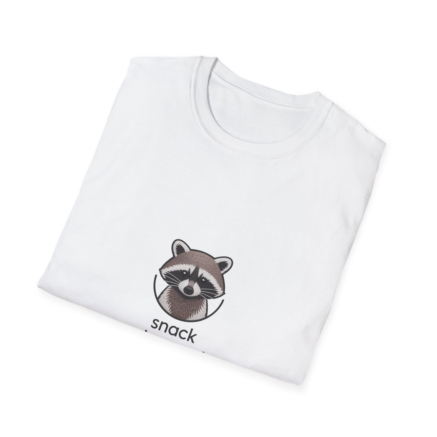 Snack Obsessed Raccoon T-Shirt - Adorable Embroidered Look Tee for Foodie Animal Lovers | Funny Wildlife Fan Gift