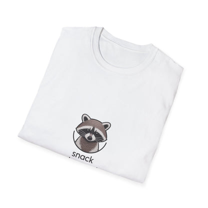 Snack Obsessed Raccoon T-Shirt - Adorable Embroidered Look Tee for Foodie Animal Lovers | Funny Wildlife Fan Gift
