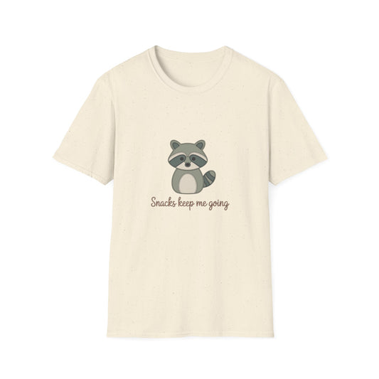 Adorable Raccoon Snacks Keep Me Going T-Shirt | Hilarious Foodie Fun Tee for Animal Lovers & Snack Enthusiasts