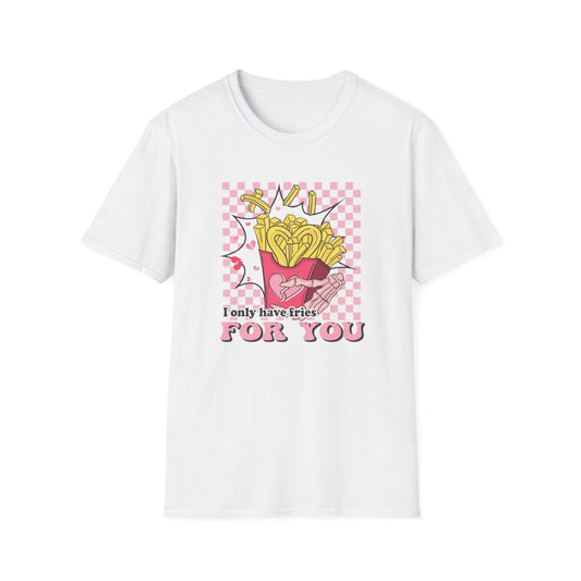 I Only Have Fries For You T-Shirt | Edgy Skeleton Hand & Broken Heart Fries Tee | Funny Foodie Alt Aesthetic Pink & Black Top