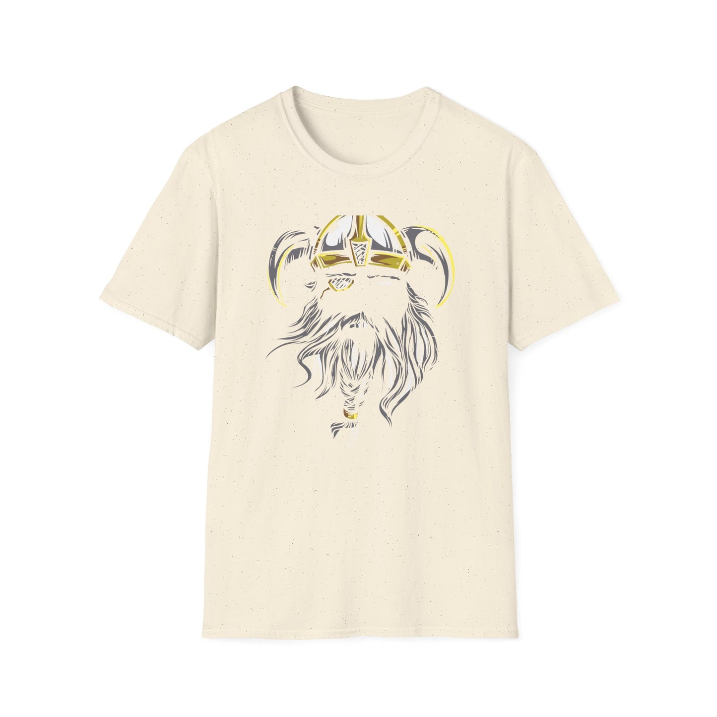 Majestic Viking T-Shirt: Legendary Norse Warrior with Golden Horned Helmet & Braided Beard - Epic Men's Tee Gift