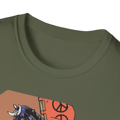 Epic Samurai Skater T-Shirt: Dynamic Japanese Warrior & Peace Sign - Urban Streetwear Tee