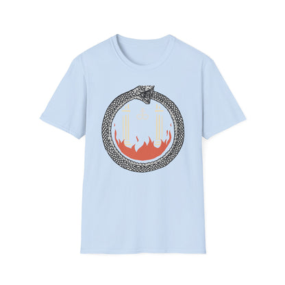Unleash Your Inner Fire: Mystic Ouroboros & Leviathan Cross T-Shirt | Eternal Alchemy Symbol Tee