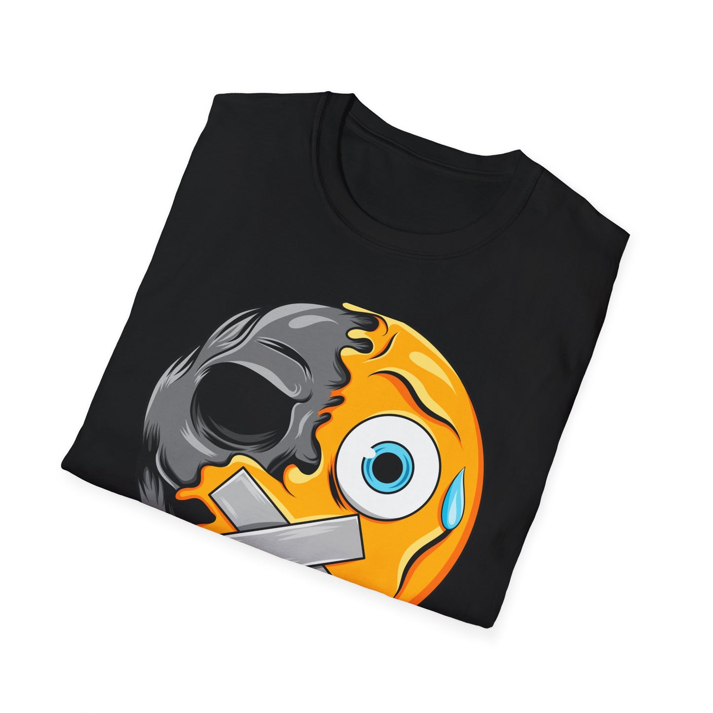 Edgy Melting Skull Emoji T-Shirt | Unique Duct Tape Silent Scream Tee | Bold Expression Wear | Trendy Grunge Aesthetic