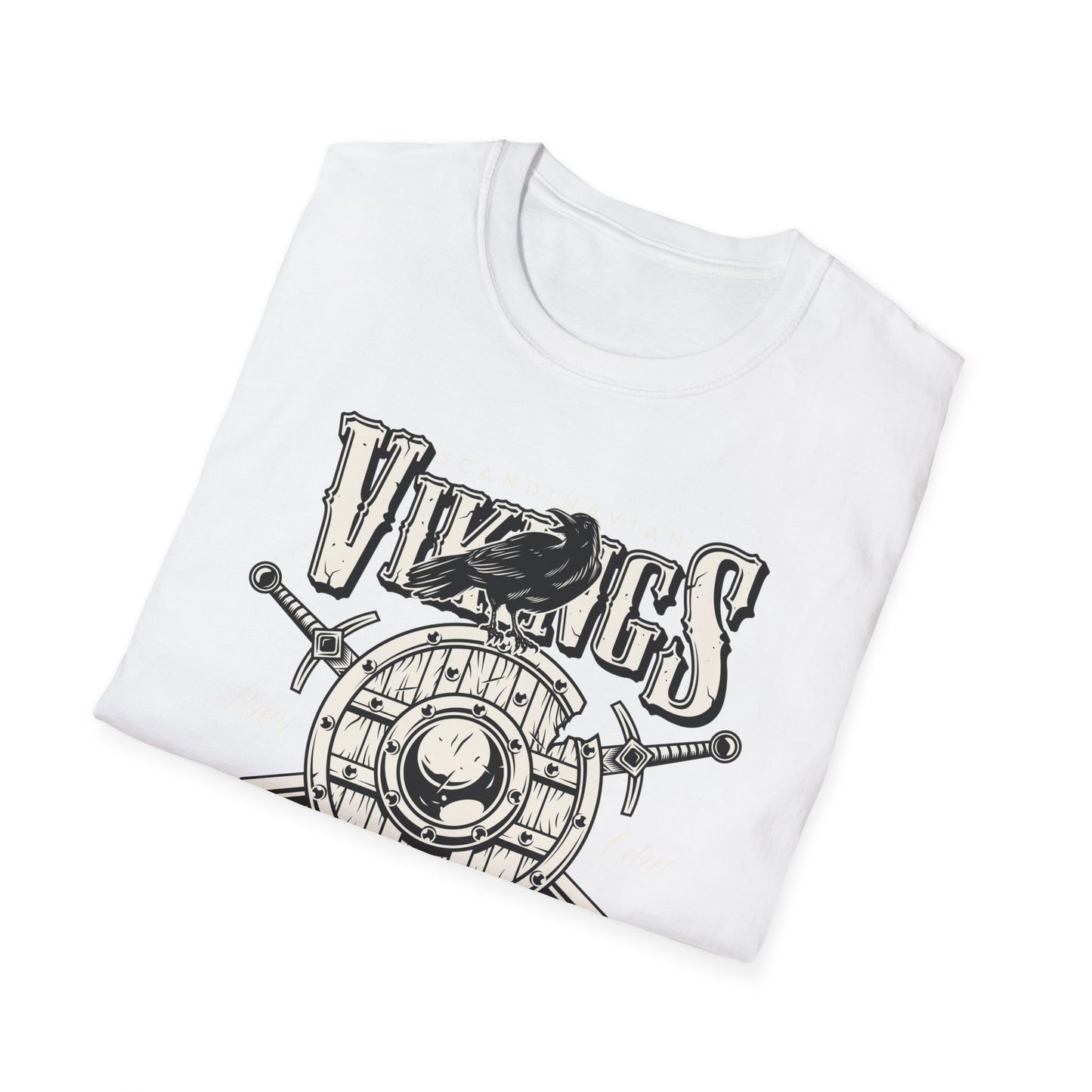 Epic Norse Viking Valhalla T-Shirt with Odin's Raven & Shield | Powerful Scandinavian Mythology Tee