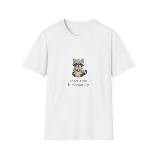 Irresistible Raccoon T-Shirt: "Snack Time is Mandatory" Funny Tee for Cookie & Animal Lovers – Cute Graphic Gift!