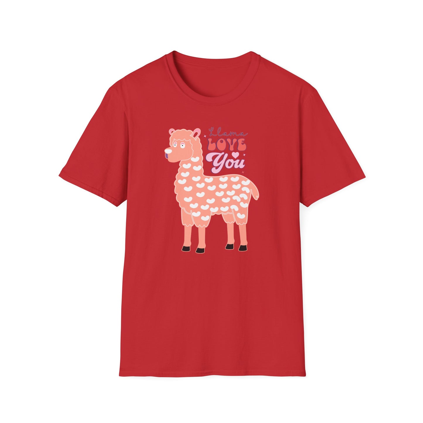 Sweet Llama Love You T-Shirt - Adorable Pink Llama Tee with Hearts & Stars - Perfect Valentine's Day Gift