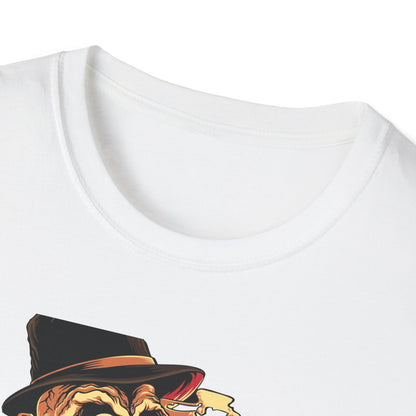Epic Billionaire Skeleton T-Shirt: Dapper Skull, Money Stacks & Burning Dollar Cigar - Ultimate Hustle Tee