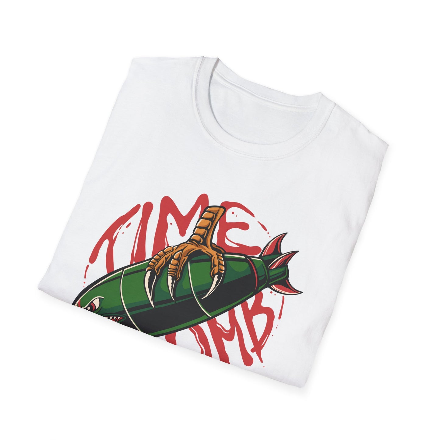 Bold Time Bomb Shark Missile T-Shirt | Edgy Tattoo Style Graphic Tee | Unleash Your Unique Statement