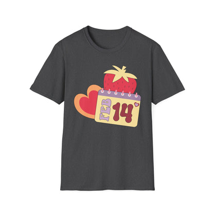 Sweet Valentine's Day T-Shirt: Adorable Feb 14th Strawberry Calendar Design - Perfect Love Gift Tee