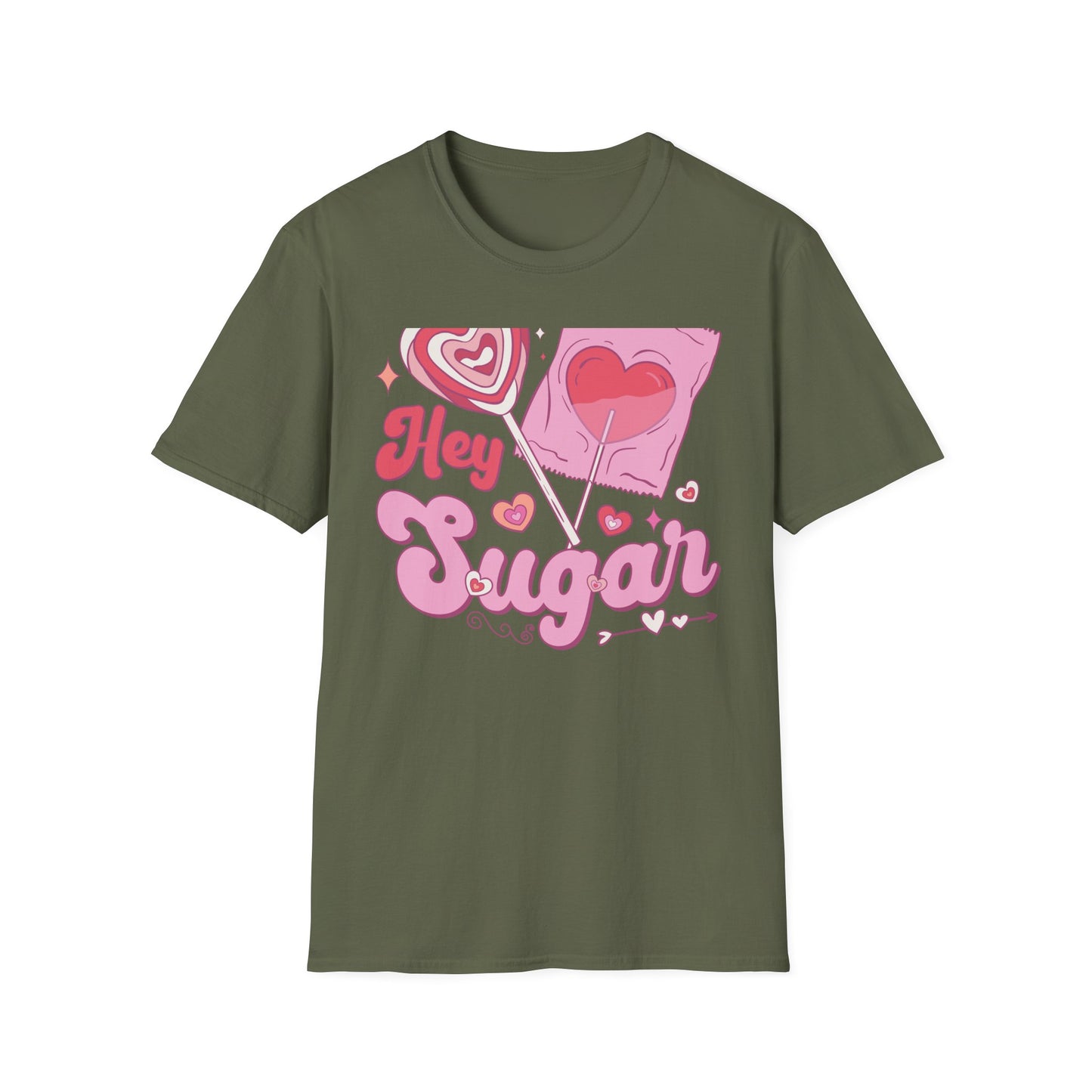 Hey Sugar Retro T-Shirt | Sweet Heart Lollipop & Candy Tee | Valentine's Day Love Gift | Cute Groovy Pink Design for Her
