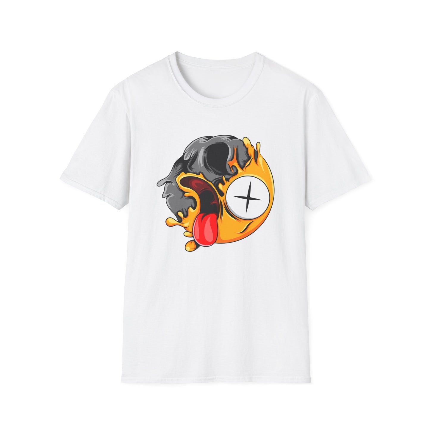 Vibrant Melting Skull Zombie Emoji T-Shirt | Edgy Streetwear Monster Tee | Unique Graphic Art Statement Apparel